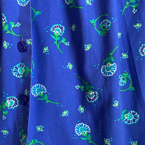 Vintage Gina Peters Petite Blue Floral Button Front A-Line Maxi Skirt - Picture 3 of 7